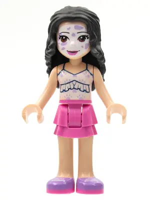 FRND0442:  Friends Emma - Dark Pink Skirt, White Ruffled Tank Top, Face Paint