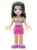 Minifigurka: FRND0442:  Friends Emma - Dark Pink Skirt, White Ruffled Tank Top, Face Paint