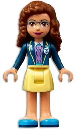 FRND0460:  Friends Olivia (Nougat) - Bright Light Yellow Skirt, Dark Blue Jacket, Dark Azure Shoes
