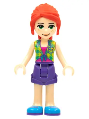 FRND0464:  Friends Mia - Lime Plaid Shirt, Dark Purple Shorts