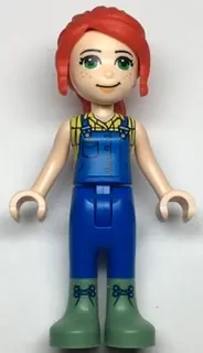 FRND0497:  Friends Mia - Blue Overalls, Yellow Blouse and Sand Green Boots