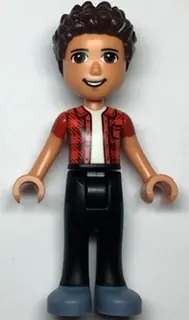 FRND0499:  Friends River - Sand Blue Shoes, Black Jeans, Red Checkered Shirt with White Undershirt