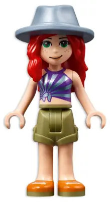 FRND0504:  Friends Mia - Olive Green Shorts, Striped Top, Sand Blue Hat