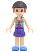 Minifigurka: FRND0522:  Friends Mia - Lime Plaid Shirt, Dark Purple Shorts, Black Riding Helmet