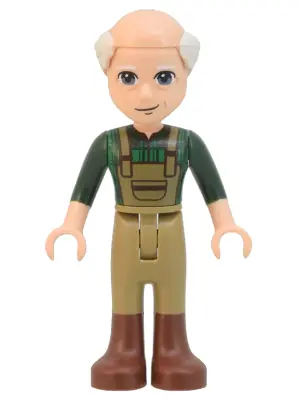 FRND0523:  Friends Marcel - Dark Green Plaid Shirt and Overalls, Dark Tan Pants with Boots