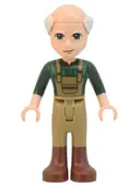 Minifigurka: FRND0523:  Friends Marcel - Dark Green Plaid Shirt and Overalls, Dark Tan Pants with Boots