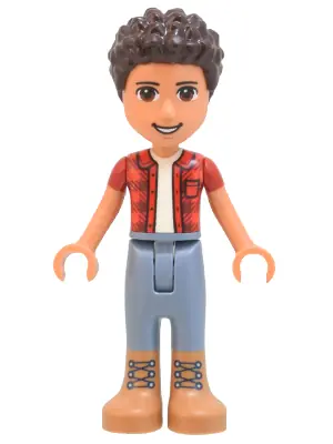 FRND0524:  Friends River - Red Checkered Shirt with White Undershirt, Sand Blue Trousers