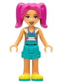 Minifigurka: FRND0525:  Friends Camila - Dark Turquoise Shorts and Top, Gold Vest, Yellow Shoes