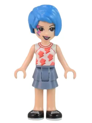 FRND0529:  Friends Evelyn - White Sleeveless Shirt, Sand Blue Skirt, Face Paint