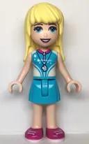 Minifigurka: FRND0544:  Friends Stephanie - Medium Azure Skirt, White and Medium Azure Top with Magenta Collar