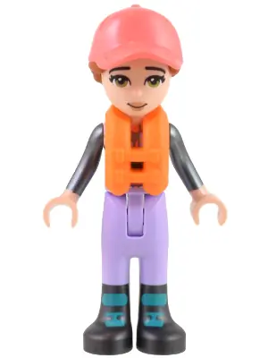 FRND0547:  Friends Capt. Maxine - Lavender Sailing Outfit, Coral Cap, Orange Life Jacket