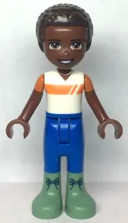 FRND0554:  Friends Elijah - White and Orange Shirt, Blue Trousers, Sand Green Boots