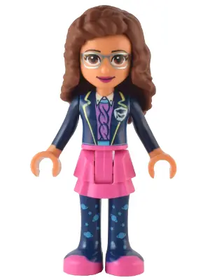 FRND0558:  Friends Olivia (Nougat) - Dark Pink Skirt, Dark Blue Leggings, Dark Blue Jacket