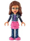 Minifigurka: FRND0558:  Friends Olivia (Nougat) - Dark Pink Skirt, Dark Blue Leggings, Dark Blue Jacket