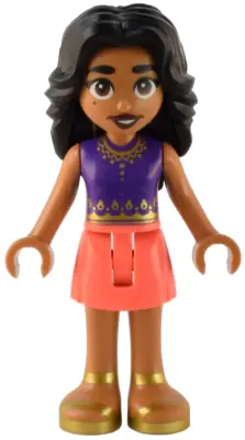 FRND0573:  Friends Adi - Dark Purple Top, Coral Skirt