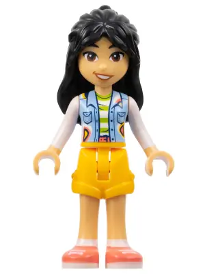 FRND0583:  Friends Liann - Bright Light Blue Vest with Pockets, Bright Light Orange Shorts, Coral Shoes