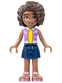 Minifigurka: FRND0586:  Friends Aliya - Medium Lavender Vest, Dark Blue Skirt, Metallic Pink Sandals