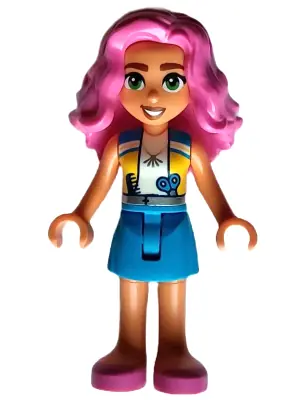 FRND0590:  Friends Nadia - Medium Azure and Yellow Vest, Medium Azure Skirt, Dark Pink Shoes