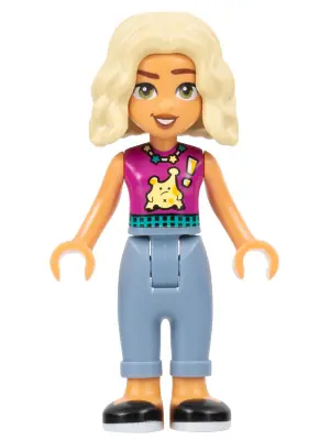 FRND0591:  Friends Nova - Magenta Sleeveless Shirt, Sand Blue Trousers with Cuffs, Black Shoes