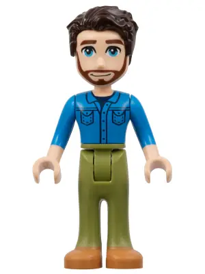 FRND0619:  Friends Jonathan - Dark Azure Shirt, Olive Green Trousers, Medium Nougat Shoes, Dark Brown Hair