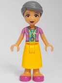 Minifigurka: FRND0622:  Friends Abuelita - Dark Pink Sweater Vest, Bright Light Orange Long Skirt, Magenta Shoes