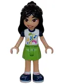 Minifigurka: FRND0631:  Friends Liann - White Shirt with Dark Blue Short Sleeves, Lime Skirt, Dark Blue Shoes