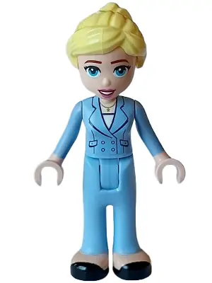 FRND0632:  Friends Stephanie (Adult) - Bright Light Blue Suit with Pockets and Buttons, Black Shoes