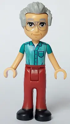 FRND0635:  Friends Stanley - Dark Turquoise Shirt, Dark Red Trousers, Black Shoes, Silver Glasses