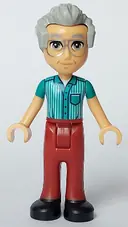 Minifigurka: FRND0635:  Friends Stanley - Dark Turquoise Shirt, Dark Red Trousers, Black Shoes, Silver Glasses