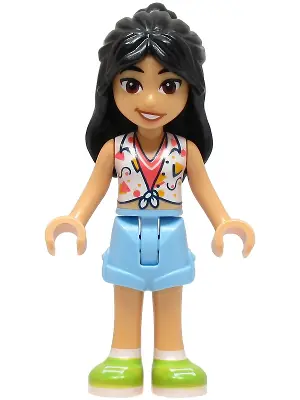 FRND0658:  Friends Liann - White Blouse, Coral Shirt, Bright Light Blue Shorts, Lime Shoes