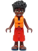 Minifigurka: FRND0659:  Friends Zac - Blue Shirt with Red Symbols and Yellow Splotches, Red Trousers, Dark Blue Sandals, Orange Life Jacket