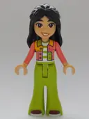 Minifigurka: FRND0669:  Friends Liann - Coral Patchwork Jacket, Lime Trousers Bell-Bottoms, Dark Red Shoes