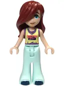 Minifigurka: FRND0678:  Friends Paisley - Bright Light Yellow and Medium Lavender Tank Top, Light Aqua Trousers Bell-Bottoms, Dark Blue Shoes