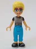 Minifigurka: FRND0688:  Friends Olly - Black and White Mesh T-Shirt, Dark Azure Trousers, Black Shoes