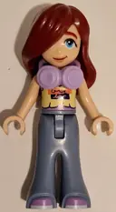 Minifigurka: FRND0704:  Friends Paisley - Bright Light Yellow and Medium Lavender Tank Top, Sand Blue Trousers Bell-Bottoms, Lavender Headphones