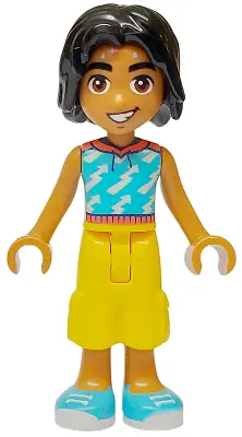 FRND0710:  Friends Nabil - Medium Azure Top, Yellow Cropped Trousers