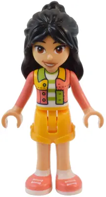 FRND0717:  Friends Liann - Coral Patchwork Jacket, Bright Light Orange Shorts, Coral Shoes