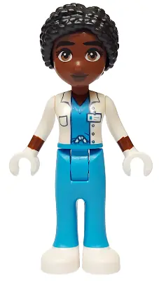FRND0723:  Friends Alycia - White Jacket over Dark Azure Scrubs, Dark Azure Trousers, White Shoes