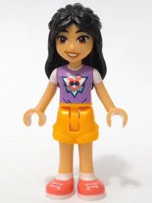 FRND0726:  Friends Liann - Medium Lavender Top, Bright Light Orange Shorts, Coral Shoes
