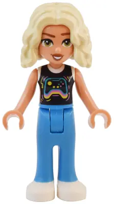 FRND0729:  Friends Nova - Black and White Shirt with Video Game Controller, Dark Azure Trousers, White Shoes