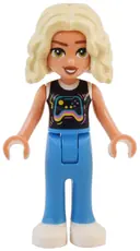 Minifigurka: FRND0729:  Friends Nova - Black and White Shirt with Video Game Controller, Dark Azure Trousers, White Shoes