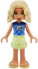 Minifigurka: FRND0730:  Friends Nova - Blue Shirt with Classic Space Logo, Yellowish Green Shorts, Bright Light Yellow Sandals