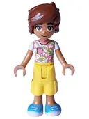 Minifigurka: FRND0731:  Friends Leo - White Shirt with Coral Flowers, Yellow Cropped Trousers, Medium Azure Shoes