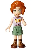 Minifigurka: FRND0733:  Friends Autumn - Lavender Vest with Sunflowers, Sand Green Shorts, Nougat and Reddish Brown Boots