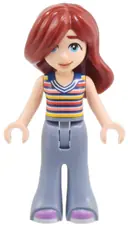 Minifigurka: FRND0746:  Friends Paisley - Striped Sleeveless Top, Sand Blue Trousers Bell-Bottoms, Medium Lavender Shoes