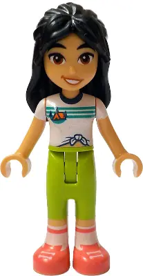 FRND0754:  Friends Liann - White Knotted T-Shirt with Tent, Lime Trousers, Coral Shoes