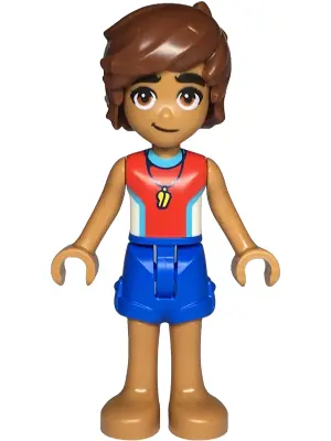 FRND0765:  Friends Leo - Red and White Sleeveless Wetsuit, Blue Shorts