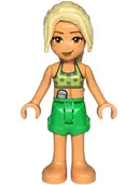 Minifigurka: FRND0767:  Friends Sara - Lime Bikini Top, Ostomy Bag, Bright Green Shorts