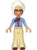 Minifigurka: FRND0770:  Friends Renee - Bright Light Blue Jacket, Tan Trousers Bell-Bottoms, Dark Red Shoes