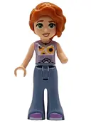Minifigurka: FRND0771:  Friends Autumn - Lavender Vest with Sunflowers, Sand Blue Trousers Bell-Bottoms, Medium Lavender Shoes